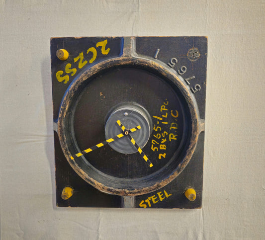 57651 Clock vintage Repurposed U.S. Steel foundry Pattern  Pittsburgh Folk art