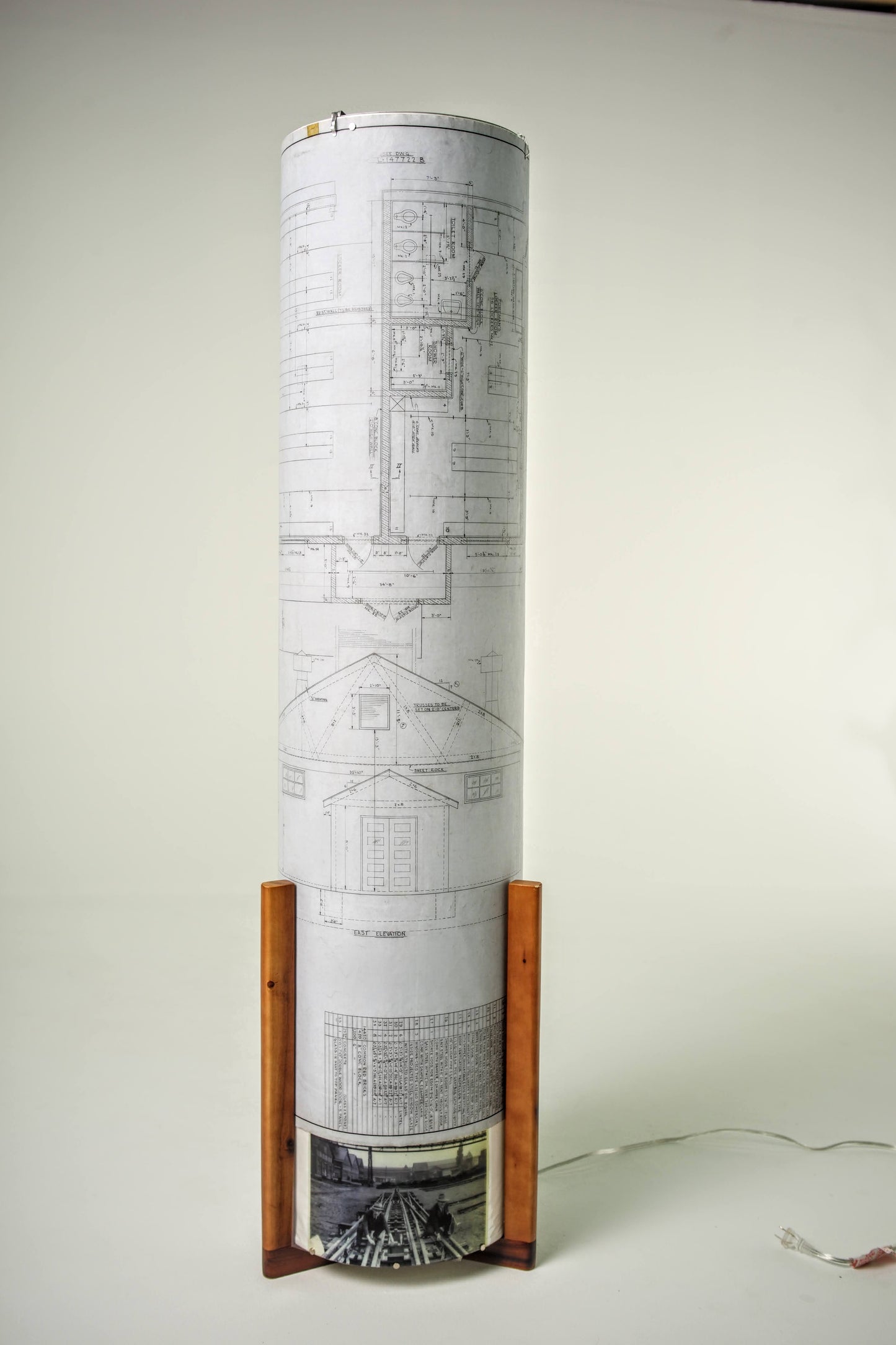 #L147722 Floor Lamp original vintage architectural drawing US Steel mill industrial folk art steel mill